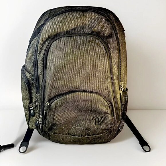 Varsity Gold Black Sparkle Glitter & Mesh Backpack - Picture 1 of 8